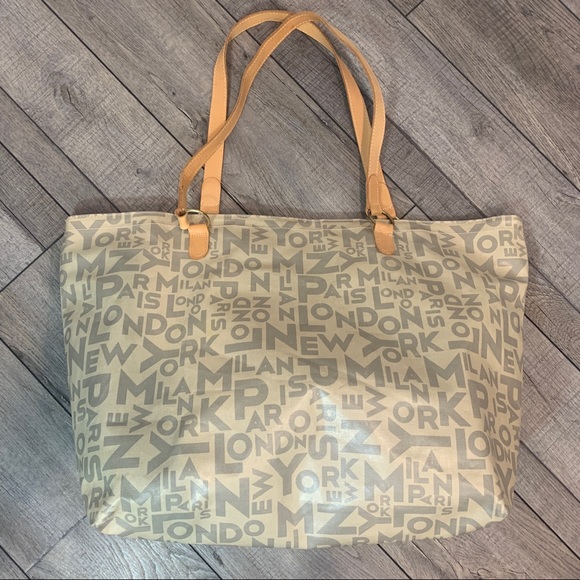 b-tL Extra Large Coated Canvas Tote Bag w/ Leather Straps - Picture 10 of 15